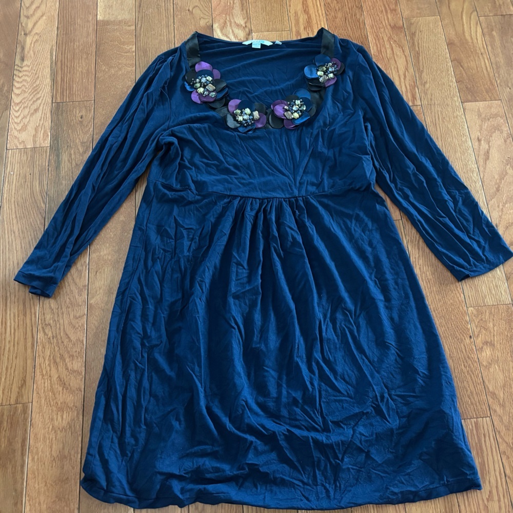 Boden women’s 14 Blue Dress with Floral Accents
